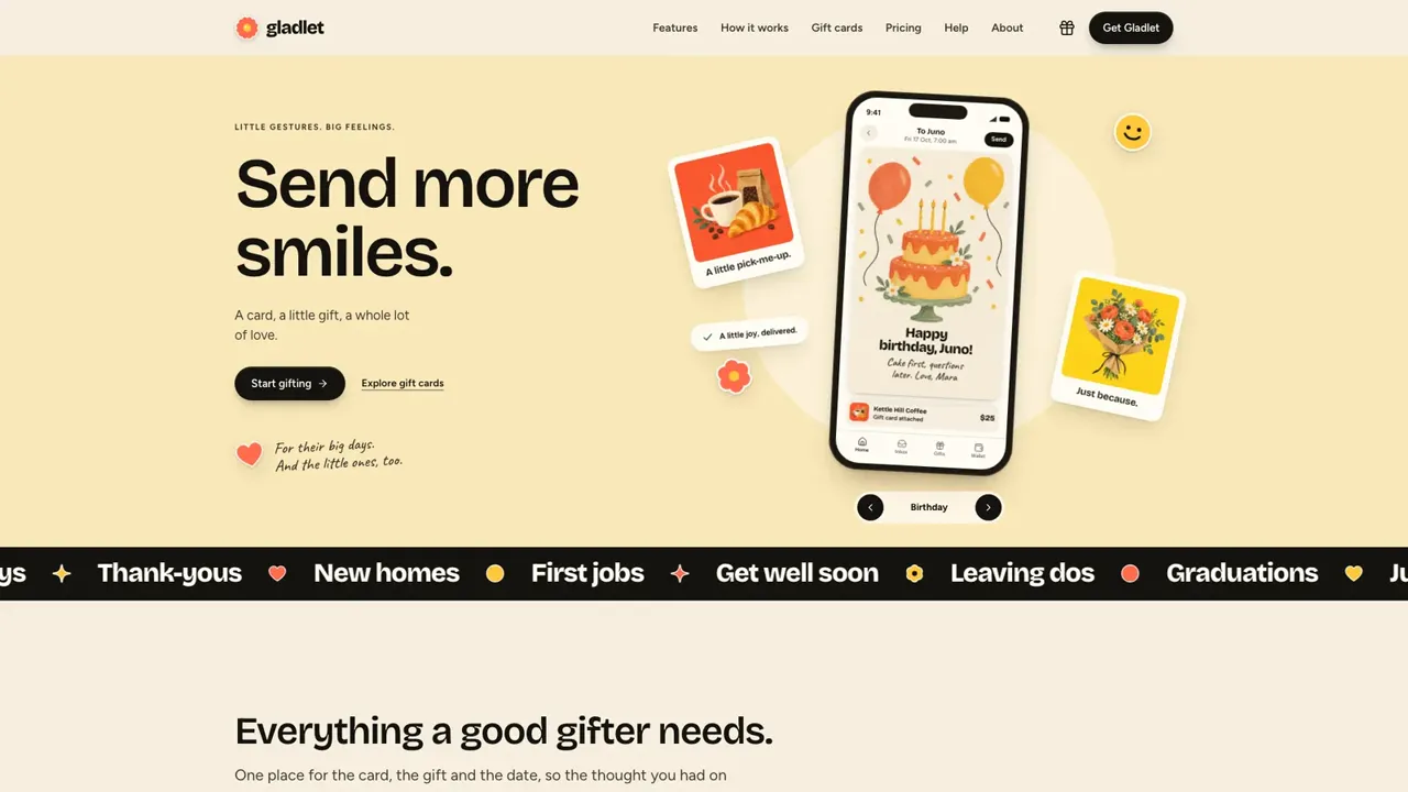 Sticker Gifting App Landing preview